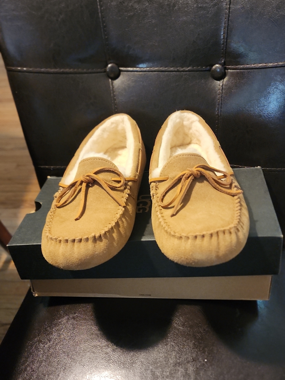 UGG Men's Wheat Suede Moccasin Slippers